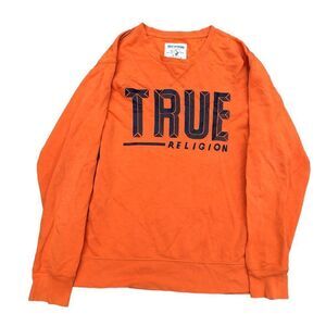 TRUE Religion Crew Neck Sweatshirt XXL Orange Big Logo